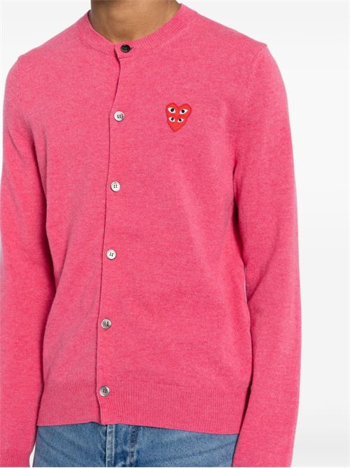 Wool cardigan with heart COMME DES GARÇONS PLAY | AXN0750514PINK
